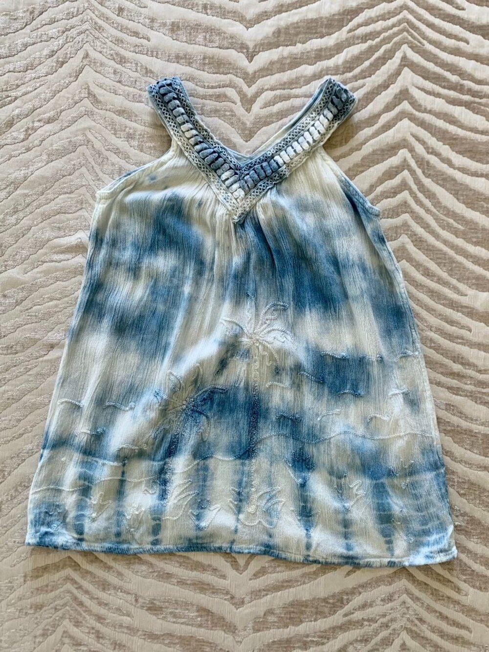 Raya Sun Boho Chic Blue & White Tie-Dye 3-4T Toddler Dress
